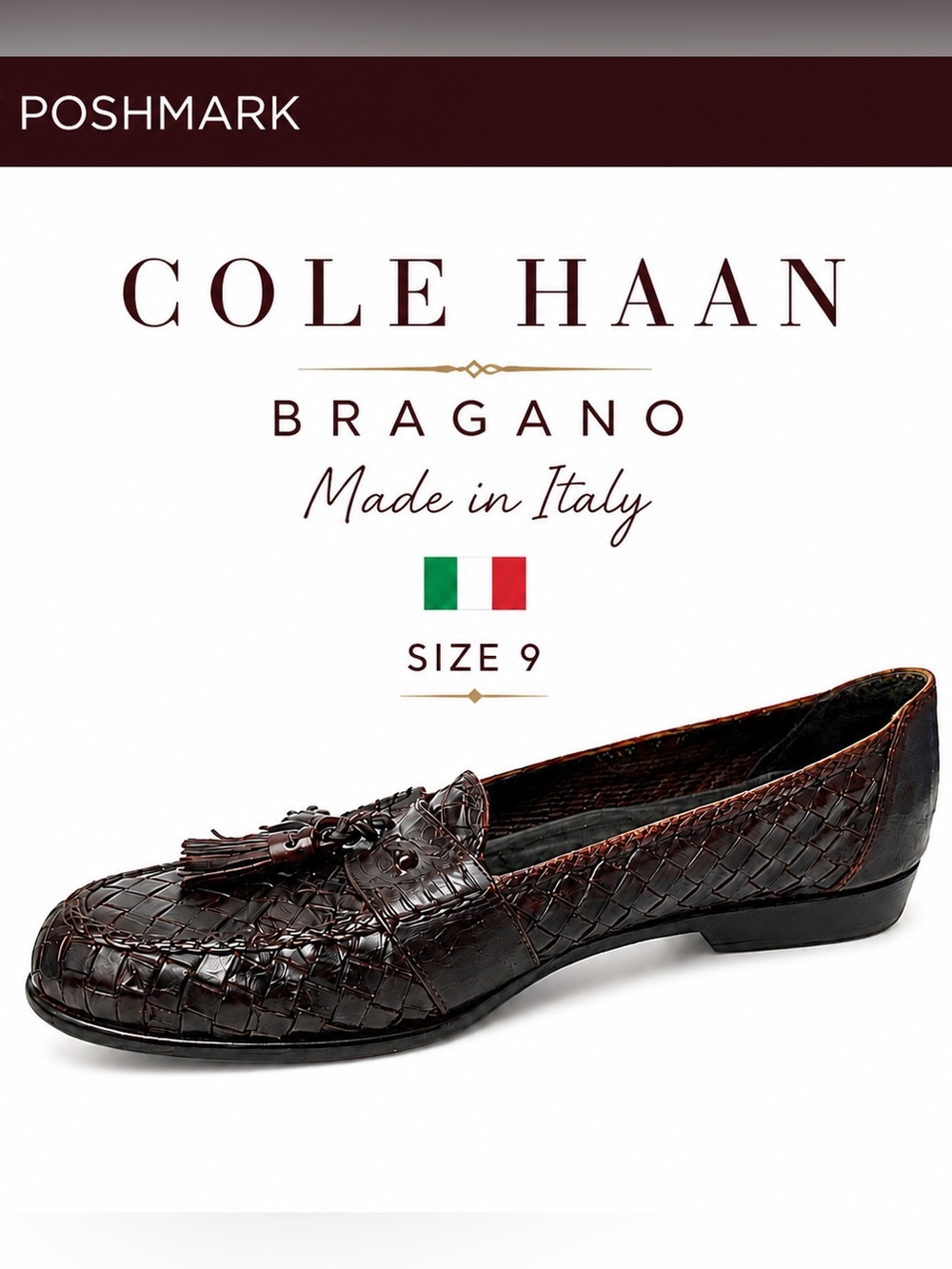 Vintage Bragano Woven Tassel Loafers Brown Leather Men’s Size 9 USA